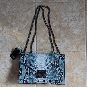 Badgley Mischka Green and Black Snakeskin Crossbody Bag